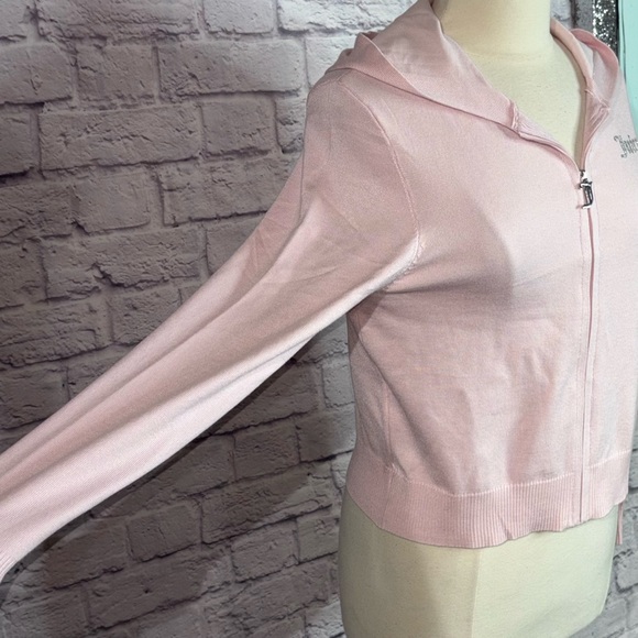 Juicy Couture Baby Pink Rhinestone Logo Knit Tracksuit Hoodie Pants Set XL - Picture 7 of 16